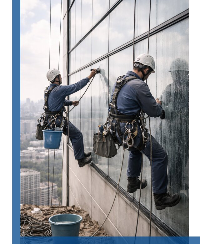 Профессиональная мойка фасадных окон альпинистами в Устях-Джегуте