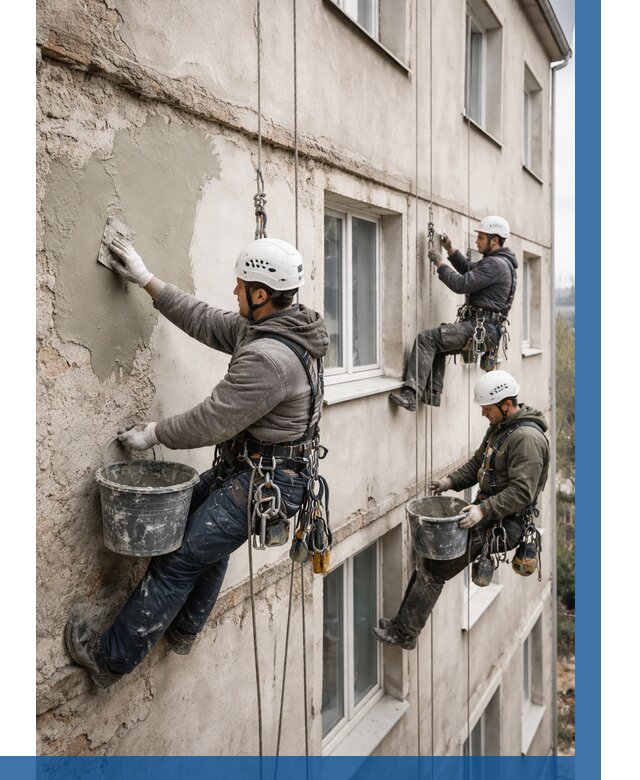 Ремонт штукатурного фасада в Устях-Джегуте от 759 р. под ключ | ВЫСОТНИК-Стд