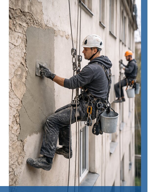 Восстановление штукатурки фасада в Устях-Джегуте от 1215 р. | ВЫСОТНИК-Стд