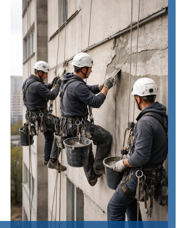 Ремонт бетонных элементов фасада в Устях-Джегуте от 2531 р. | ВЫСОТНИК-Стд