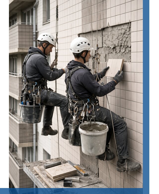 Ремонт облицовки фасада плиткой в Устях-Джегуте от 1822 р. | ВЫСОТНИК-Стд