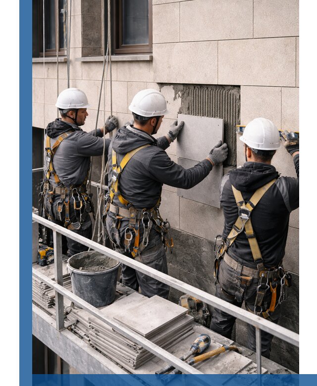 Ремонт облицовки фасада плиткой в Устях-Джегуте с гарантией