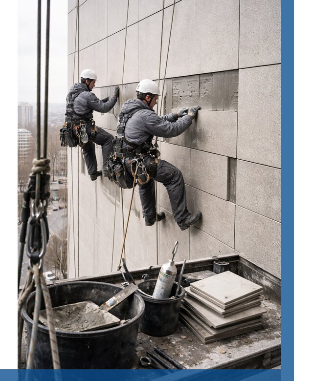 Ремонт фасада из керамогранита в Устях-Джегуте от 2531 р. | ВЫСОТНИК-Стд