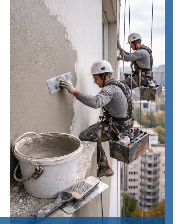 Шпаклевка фасада на высоте в Устях-Джегуте от 709 р. | ВЫСОТНИК-Стд