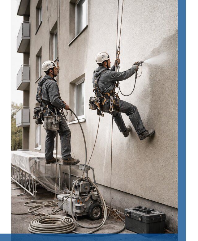 Безвоздушная покраска фасада в Устях-Джегуте от 223 р/м² | ВЫСОТНИК-Стд