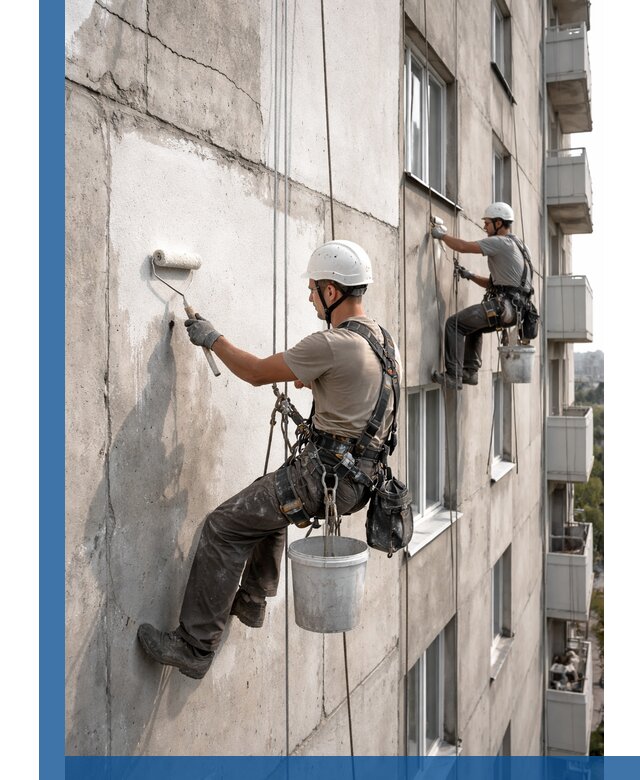 Покраска бетонного фасада в Устях-Джегуте для жилых и промышленных объектов