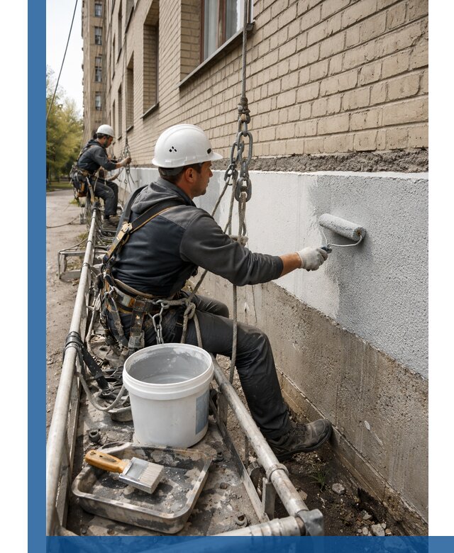 Окраска цоколя здания в Устях-Джегуте профессионально и надежно