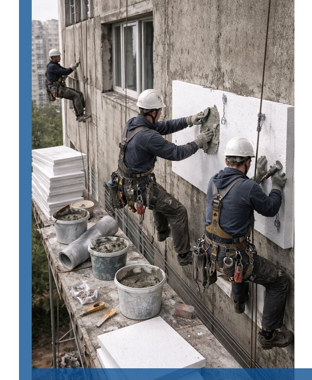 Утепление фасада пенополистиролом в Устях-Джегуте под ключ