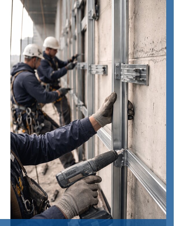 Монтаж подсистемы вентфасада в Устях-Джегуте от 860 р. | ВЫСОТНИК-Стд