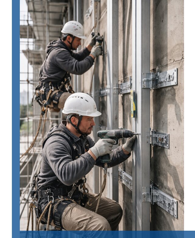 Монтаж и крепление подсистемы вентфасада в Устях-Джегуте