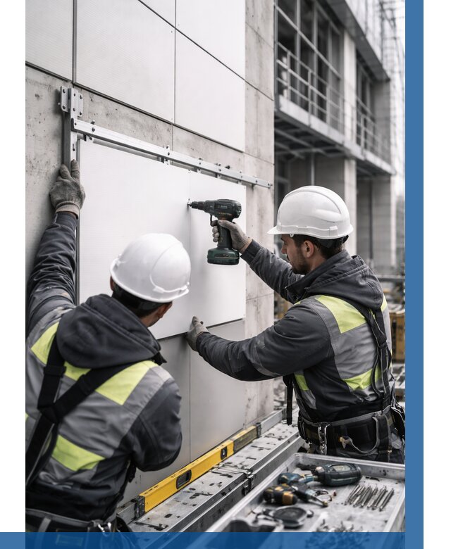 Монтаж композитных панелей фасада в Устях-Джегуте от 2531 р. | ВЫСОТНИК-Стд