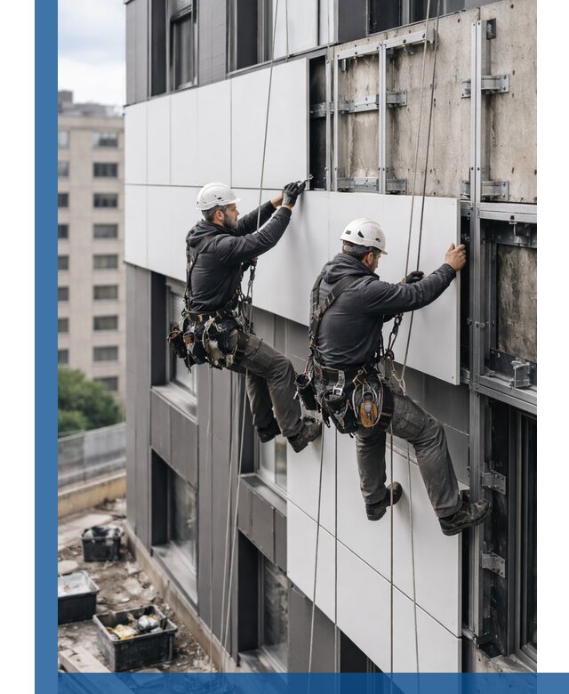 Монтаж композитных панелей фасада в Устях-Джегуте под ключ