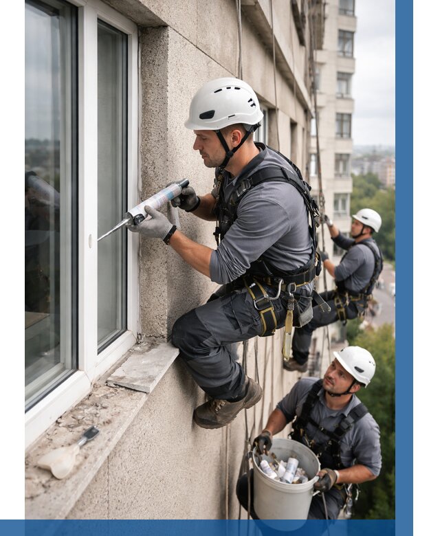 Герметизация оконных швов снаружи в Устях-Джегуте от 1518 р. | ВЫСОТНИК-Стд