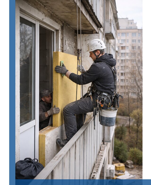 Профессиональное утепление балкона снаружи в Устях-Джегуте под ключ