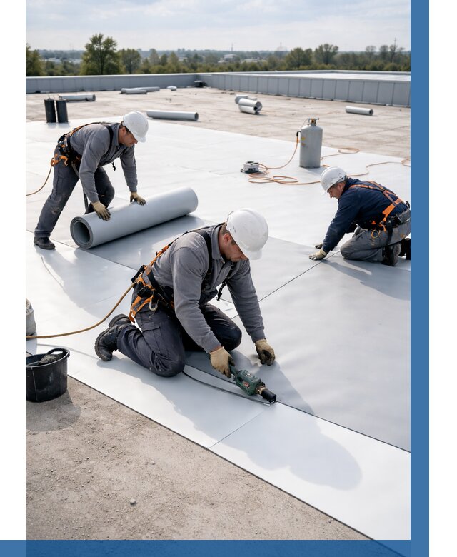 Монтаж мембранной кровли под ключ в Устях-Джегуте от 1215 р. | ВЫСОТНИК-Стд