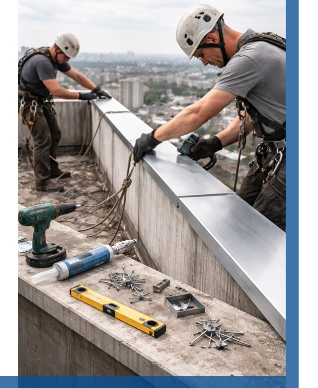 Монтаж парапетных крышек в Устях-Джегуте от 810 р. | ВЫСОТНИК-Стд