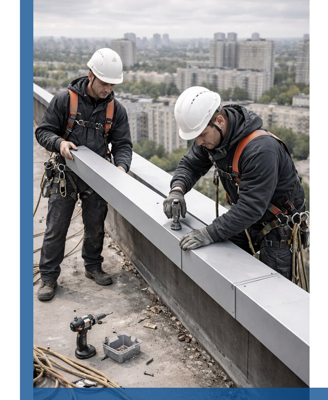 Монтаж парапетных крышек и ограждений кровли в Устях-Джегуте