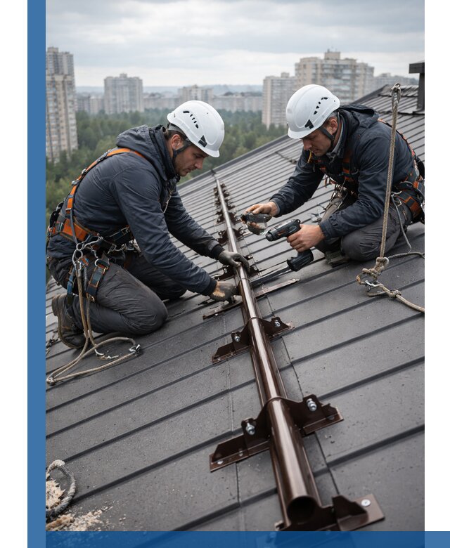 Монтаж снегозадержателей на кровле зданий в Устях-Джегуте под ключ