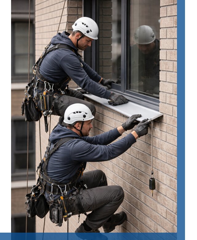 Монтаж оконных отливов под ключ в Устях-Джегуте от 3543 р. | ВЫСОТНИК-Стд