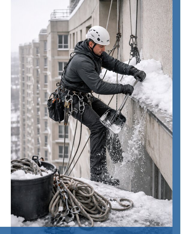 Очистка карнизов от снега в Устях-Джегуте от 304 р. | ВЫСОТНИК-Стд