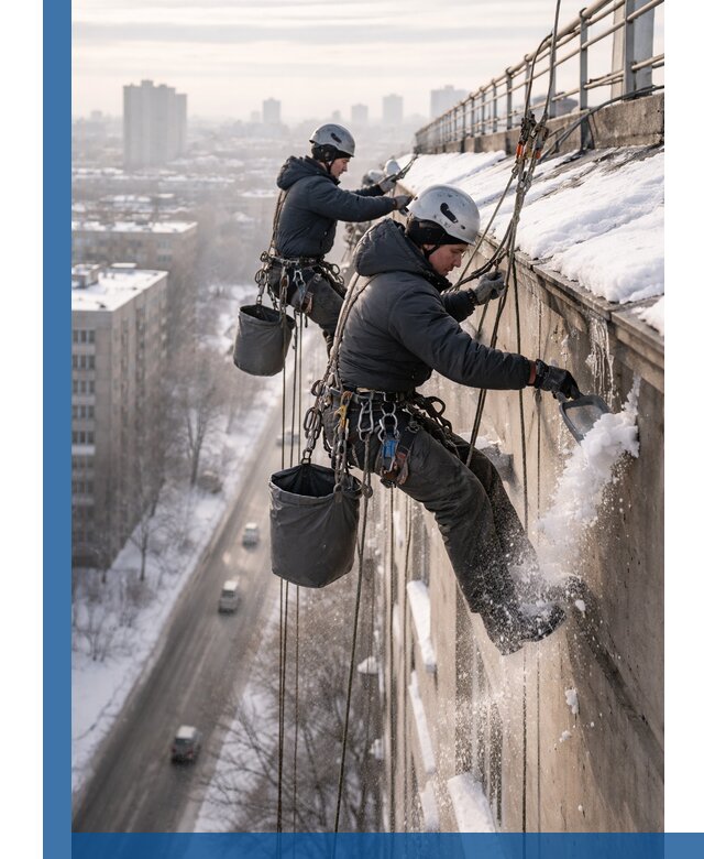 Очистка карнизов от снега в Устях-Джегуте профессионально и безопасно