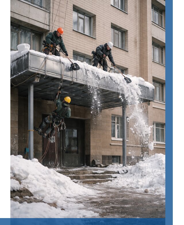 Очистка козырьков от снега в Устях-Джегуте от 3543 р. | ВЫСОТНИК-Стд