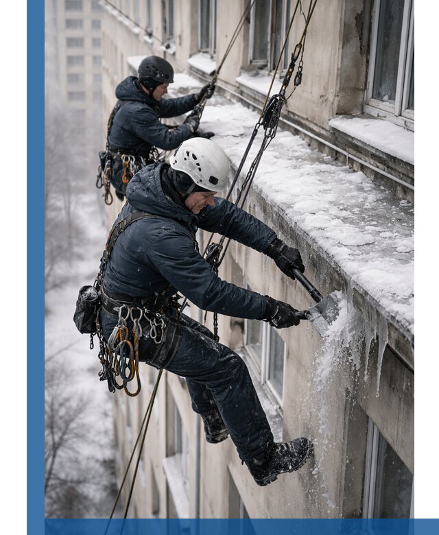 Удаление наледи и сосулек с карнизов в Устях-Джегуте профессионально