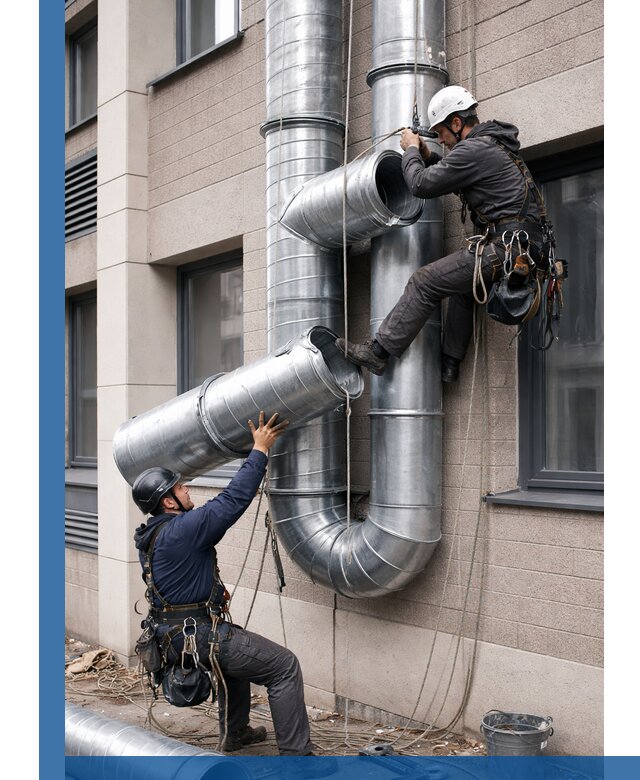 Монтаж фасадных воздуховодов в Устях-Джегуте с герметизацией и крепежом