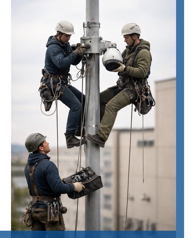 Установка видеокамер на мачте в Устях-Джегуте от 8605 р. | ВЫСОТНИК-Стд