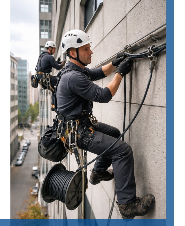 Прокладка кабеля по фасаду в Устях-Джегуте от 354 р. | ВЫСОТНИК-Стд