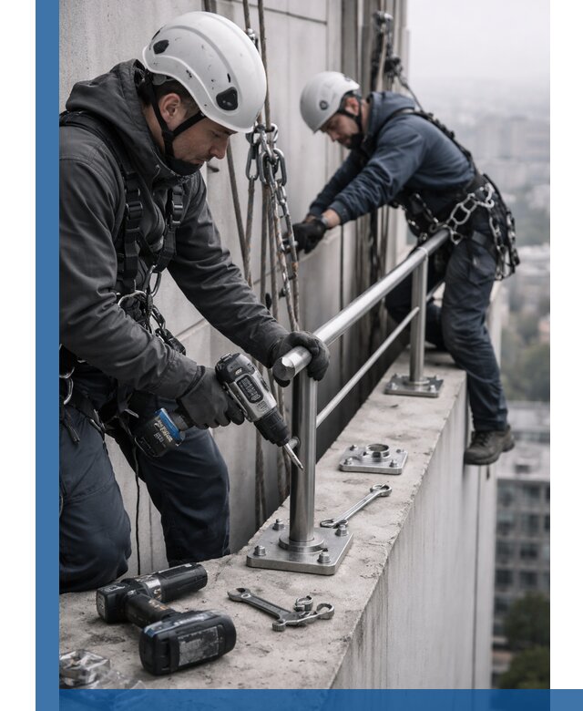 Монтаж перил на высоте в Устях-Джегуте для жилых и промобъектов