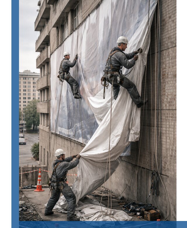 Демонтаж баннеров с фасада в Устях-Джегуте оперативно и безопасно