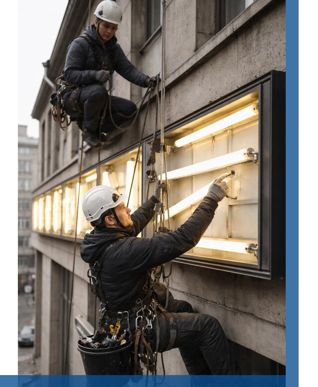 Замена ламп в вывеске в Устях-Джегуте под ключ от 3543 р. | ВЫСОТНИК-Стд