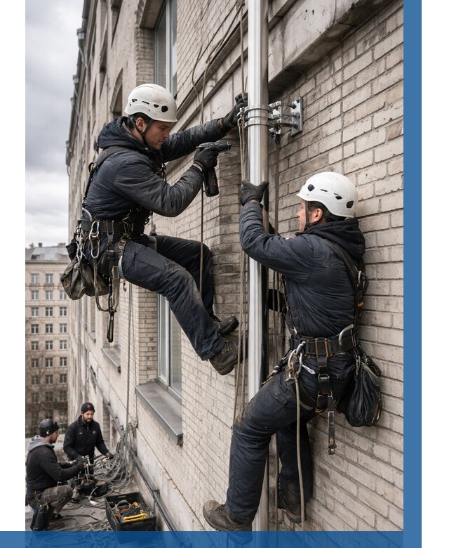 Монтаж флагштока на здании в Устях-Джегуте от 6580 р. | ВЫСОТНИК-Стд