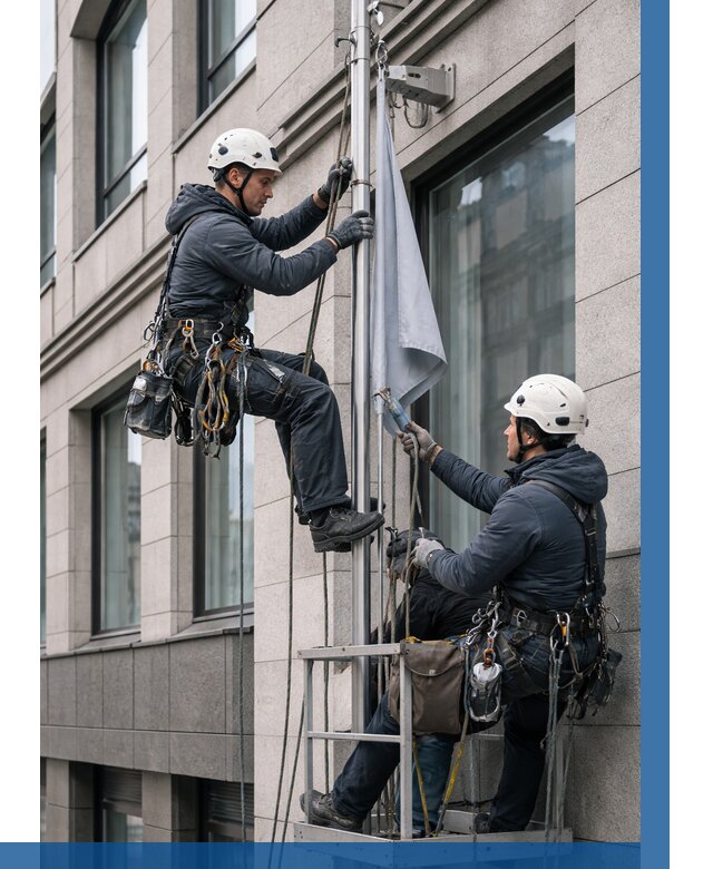 Установка флагов на фасаде в Устях-Джегуте от 4555 р. | ВЫСОТНИК-Стд