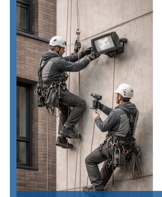 Профессиональный монтаж фасадных прожекторов в Устях-Джегуте под ключ