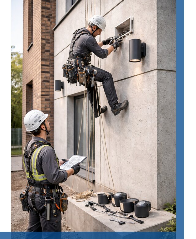 Монтаж фасадного освещения в Устях-Джегуте от 2531 р. | ВЫСОТНИК-Стд