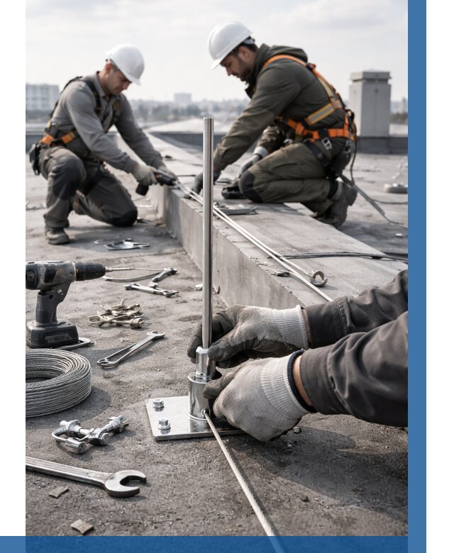 Монтаж молниезащиты на кровле в Устях-Джегуте цена от 25308 р. | ВЫСОТНИК-Стд