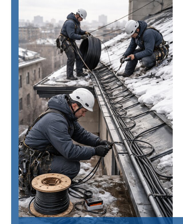 Монтаж греющего кабеля на кровле в Устях-Джегуте под ключ