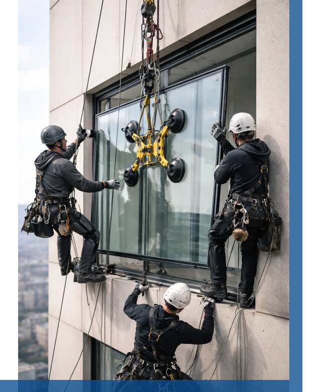 Монтаж стеклопакетов на высоте в Устях-Джегуте от 3239 р. | ВЫСОТНИК-Стд