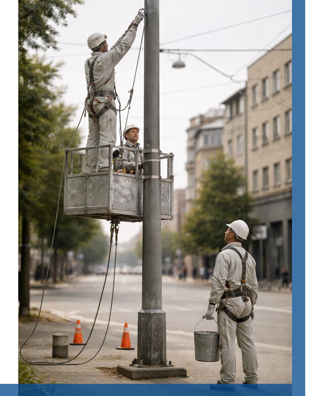 Покраска опор освещения в Устях-Джегуте от 5062 р. | ВЫСОТНИК-Стд