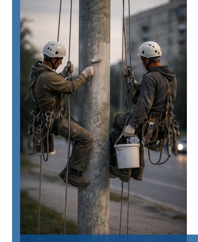 Покраска опор освещения и антикоррозийная защита в Устях-Джегуте