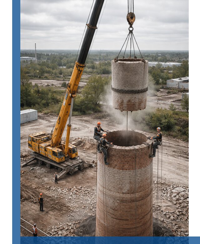 Демонтаж дымовой трубы в Устях-Джегуте с гарантиями безопасности