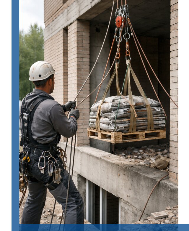 Подъем материалов на этаж веревками в Устях-Джегуте оперативно