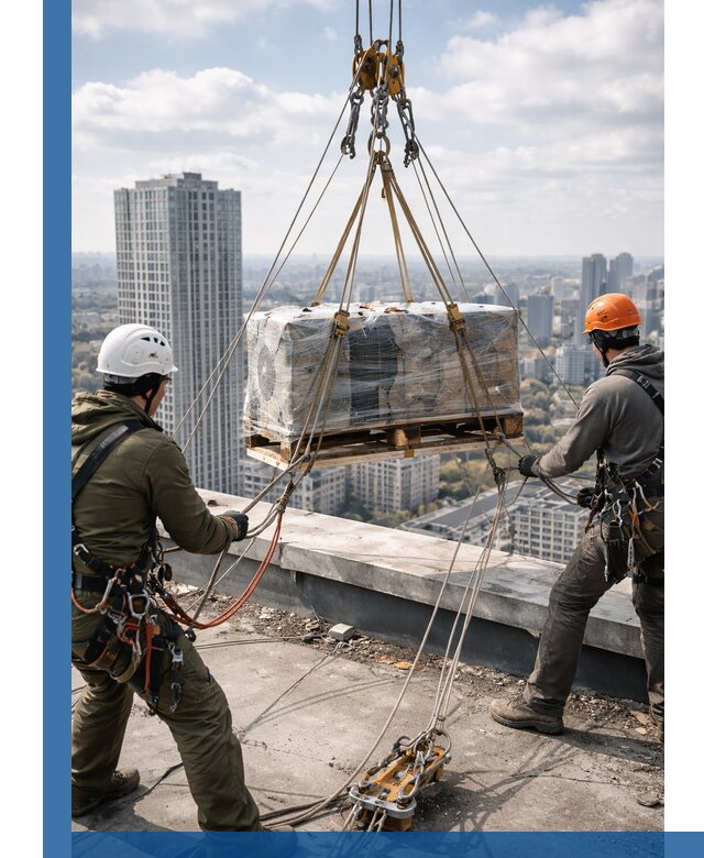 Подъем и монтаж крупногабаритных грузов на крышу в Устях-Джегуте