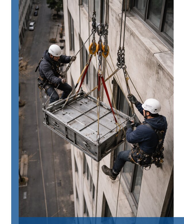 Спуск и подъем грузов по фасаду в Устях-Джегуте для зданий