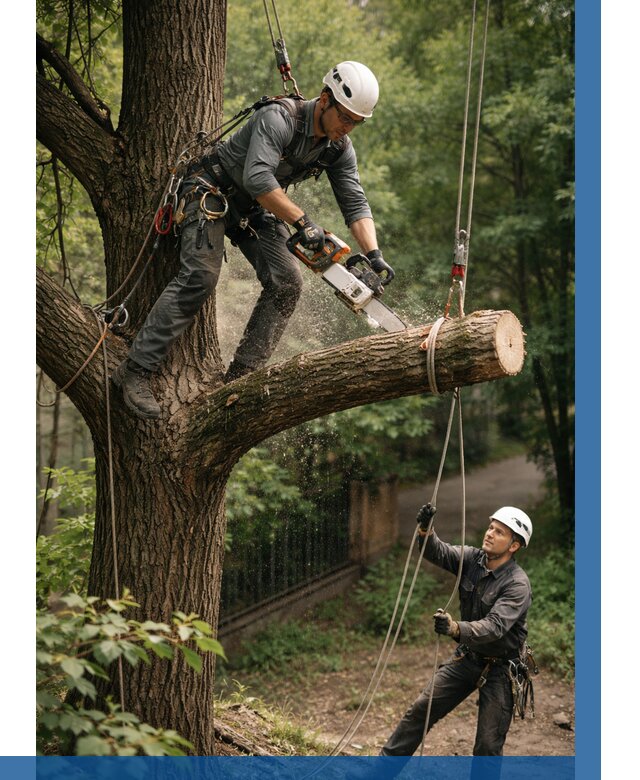 Спил деревьев альпинистами в Устях-Джегуте от 8098 р. | ВЫСОТНИК-Стд