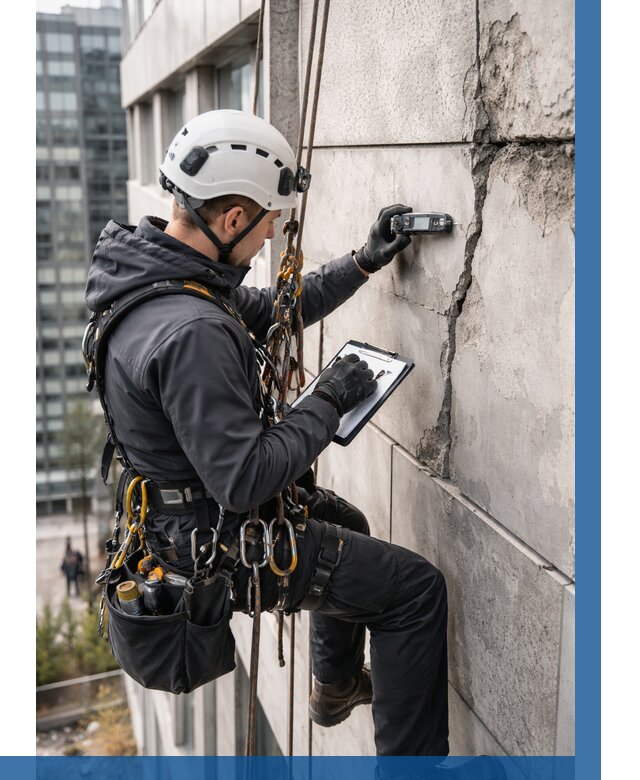 Обследование фасада альпинистами в Устях-Джегуте от 121 р. | ВЫСОТНИК-Стд