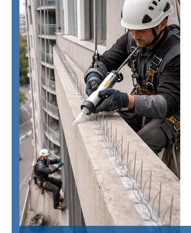 Установка шипов от птиц на фасадах и кровлях в Устях-Джегуте